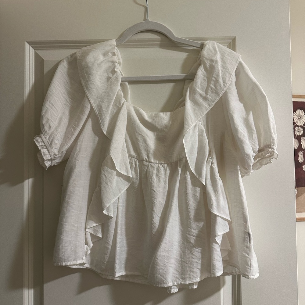 White Ruffle Top - Classic Women's Blouse